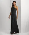 Ralph Lauren Satin Charmeuse One-shoulder Gown In Black