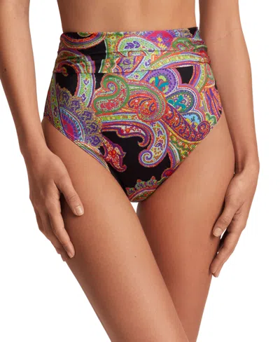 Ralph Lauren Women's Paisley-print High-waist Bikini Bottoms In Bordado Paisley