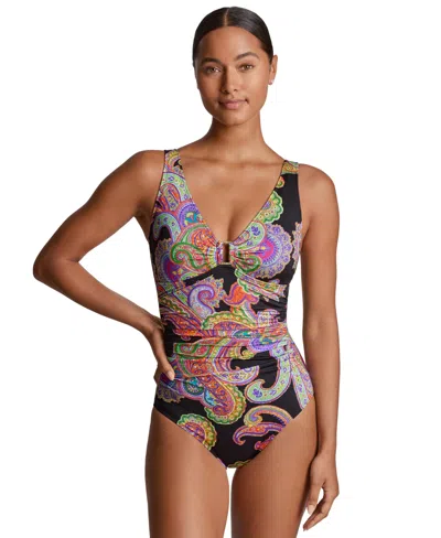 Ralph Lauren Women's Paisley-print Ruched One-piece Swimsuit In Bordado Paisley