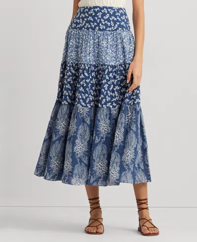 Lauren Ralph Lauren Women's Patchwork Floral A-line Skirt In Blue