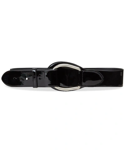 Lauren Ralph Lauren Women's Patent Leather Wide D-ring Belt In Black