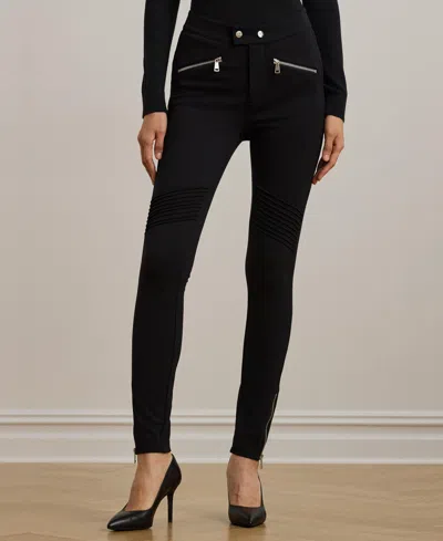 Ralph Lauren Lauren  Pintuck Ponte Knit Pants In Black