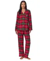 Shop Ralph Lauren Women's Plaid Notched-collar Pajama Set In Red Plaid