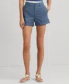 Lauren Ralph Lauren Pleated Double-faced Cotton Short In Indigo Dusk