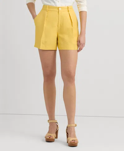 Lauren Ralph Lauren Women's Pleated High-rise Shorts In Prmrs Ylw