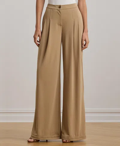 RALPH LAUREN WOMEN'S PLEATED STRETCH JERSEY WIDE-LEG PANTS, REGULAR & PETITE