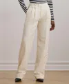 Ralph Lauren Pleated Wool Twill Straight Pant In Mascarpone Cream