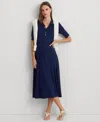Ralph Lauren Cotton-blend Polo Dress In Navy