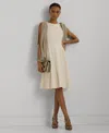 Ralph Lauren Sleeveless Flared Dress In Winter Cream