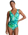 Ralph Lauren Printed Square Ring One Piece Swimsuit In Green Leaf In Green
