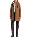 Ralph Lauren Petite Hooded Quilted Faux-suede-trim Coat In Classic Camel