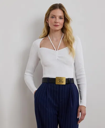 Ralph Lauren Rib-knit Long-sleeve Halter Sweater In White