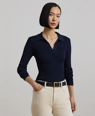 Ralph Lauren Women's Rib-knit Polo Sweater In Lauren Navy