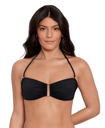 Ralph Lauren Women's Ring Bandeau Bra Swim Top In Black