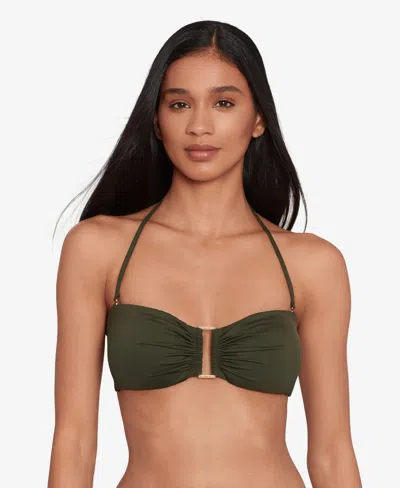 Ralph Lauren Women's Ring Bandeau Bra Swim Top In Olive