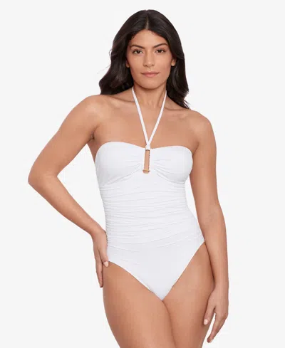 Lauren Ralph Lauren Women's Ring Bandeau One-pice Swimsuit In White
