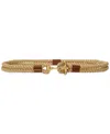 Ralph Lauren Women's Leather-trim Rope Toggle Skinny Belt In Natural,lauren Tan