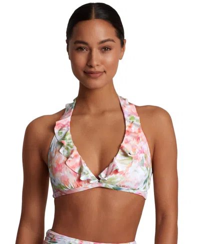 Lauren Ralph Lauren Women's Ruffled Floral-print Bikini Top In Multi Floral