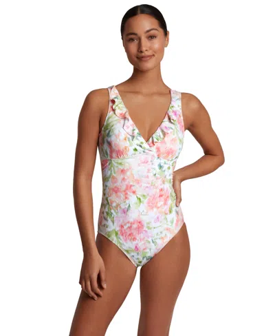 Lauren Ralph Lauren Women's Ruffled Floral-print One-piece Swimsuit In Multi