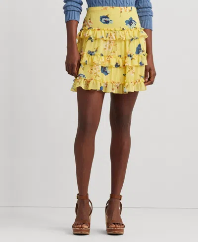 Lauren Ralph Lauren Women's Ruffled Miniskirt In Yellow