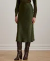 Ralph Lauren Women's Satin Charmeuse Midi Skirt, Regular & Petite In Green
