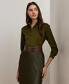 Ralph Lauren Classic Fit Satin Charmeuse Shirt In Botanic Green