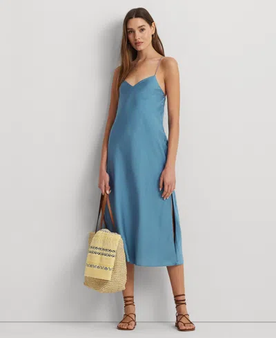 Lauren Ralph Lauren Women's Satin Charmeuse Slip Dress In Pale Azure