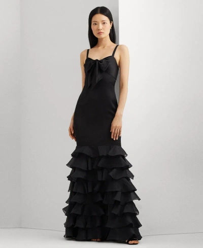 Lauren Ralph Lauren Women's Satin Tiered Ruffled Gown In Black