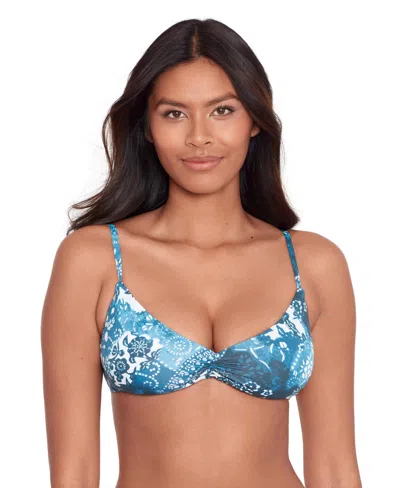 Ralph Lauren Women's Scoop Bra Swim Top In Indigo Patchwork