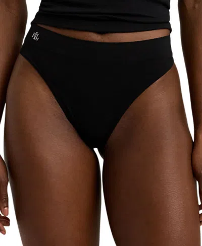 Lauren Ralph Lauren Women's Seamless Stretch Jersey Thong Underwear 4l0010 In Black