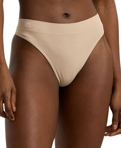 Lauren Ralph Lauren Women's Seamless Stretch Jersey Thong Underwear 4l0010 In Light Truffle
