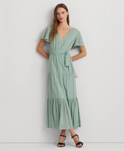 Lauren Ralph Lauren Women's Shadow-gingham Belted Cotton-blend Dress In Soft Laurel