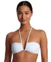 Ralph Lauren Womens Shirred V Wire Bandeau Bikini Top Beach Club Hipster Bikini Bottoms In White