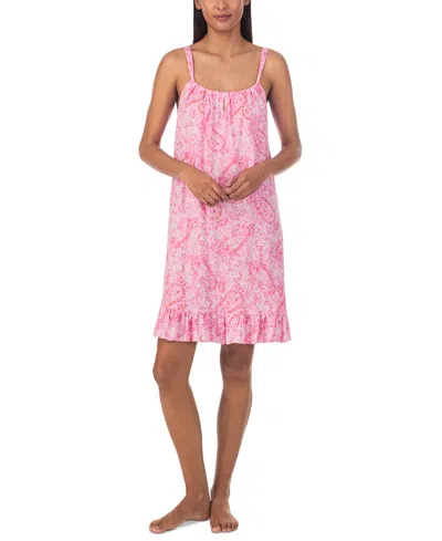 Lauren Ralph Lauren Women's Short Tunnel Neck Strap Nightgown In Pink Paisley