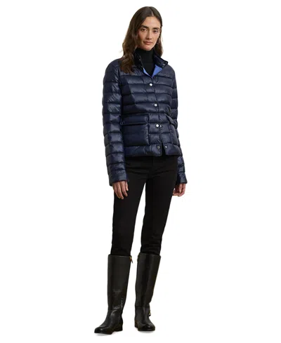Ralph Lauren Women's Snap-front Stand-collar Packable Coat In Dark Navy