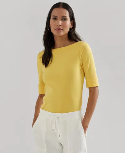 Lauren Ralph Lauren Women's Stretch Cotton Boatneck Top In Primrose Yellow