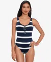 Ralph Lauren Women's Striped One-piece Swimsuit In Dark Navy