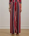 Ralph Lauren Lauren  Striped Satin Charmeuse Wide-leg Pant Woman Pants Red Size L Recycled Polyester, In Red Multi