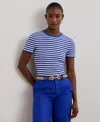 Ralph Lauren Striped Crew-neck T-shirt In New Sapphire,white