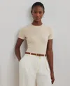 Ralph Lauren Striped Short-sleeve T-shirt In Sand Dune,mascarpone Cream