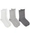 Ralph Lauren Women's Super Soft 3pk Roll-top Socks In Ivory