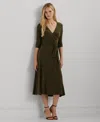 Ralph Lauren Surplice Jersey Dress In Green