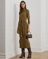 Ralph Lauren Women's Tie-front Turtleneck Dress In Honey Tan
