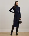 Ralph Lauren Women's Tie-front Turtleneck Dress In Lighthouse Navy