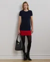 Ralph Lauren Lauren  Colorblock Stretch Crepe Minidress In Lauren Navy,festive Red