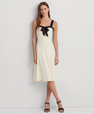 Lauren Ralph Lauren Women's Two-tone Georgette Sleeveless Dress In Mascarpone Cream,black