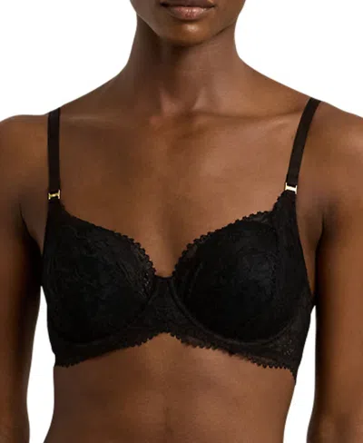 Lauren Ralph Lauren Women's Unlined Lace Full Coverage Bra 4l0026 In Black