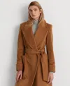 Ralph Lauren Wool Blend Wrap Coat In Camel