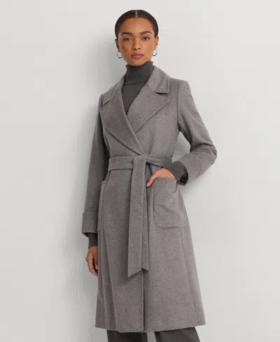 Ralph Lauren Women's Wool-blend Belted Wrap Coat In Light Heather