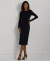 Ralph Lauren Women's Wrap-overlay Sheath Dress In Navy
